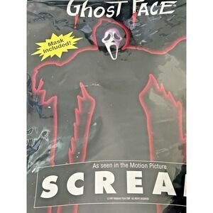 Vintage 1997‎ Fun World Scream Ghost Face Mask W Costume Adult Small Youth S 12